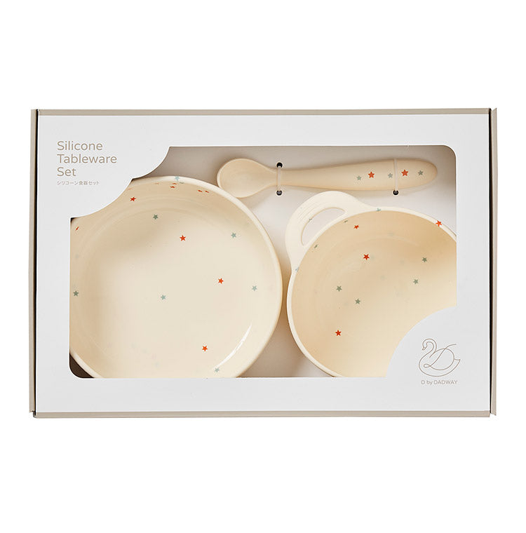 D BY DADWAY シリコーン食器セット お手入れ簡単 シリコーン素材 倒れにくい プレート ボウル スプーン 3点セット かわいい ベビー 食事 出産祝い 星 食器セット シリコン シリコン食器