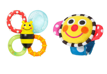 Sassy サッシー 出産祝いセット 5点セット ウォッシュタオル ビブ2個 ラトル 歯固め ギフト プレゼント ピンク ブルー お祝い