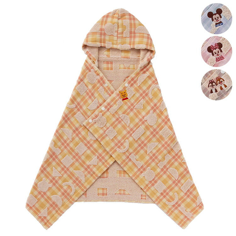 KIDEAタオル エラブ フード付きバスタオル Disney ディズニー オーガニックコットン キャラクター バスタオル かわいい タオル ギフト フード付き オーガニック