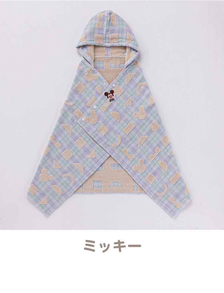 KIDEAタオル エラブ フード付きバスタオル Disney ディズニー オーガニックコットン キャラクター バスタオル かわいい タオル ギフト フード付き オーガニック