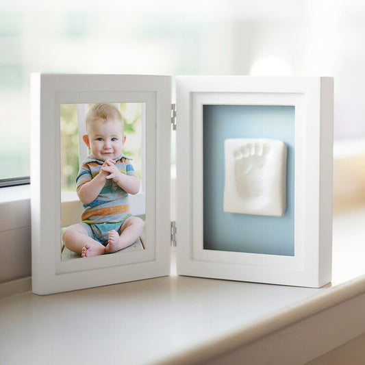 pearhead ベビープリント・デスクフレーム ホワイト 手形 足形 コンパクトサイズ 玄関 リビング デスク フォトフレーム 卓上フォトフレーム 粘土 粘土手形 記念 思い出 出産