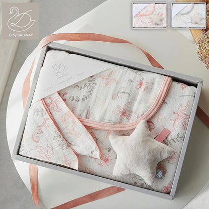 D BY DADWAY ギフトセットM ガーゼおくるみ ガーゼハンカチ スターラトル 3点セット 出産祝い プレゼント 子ども ベビー ベビー用品 ベビーギフトセット おもちゃ おくるみ ハンカチ ガーゼ