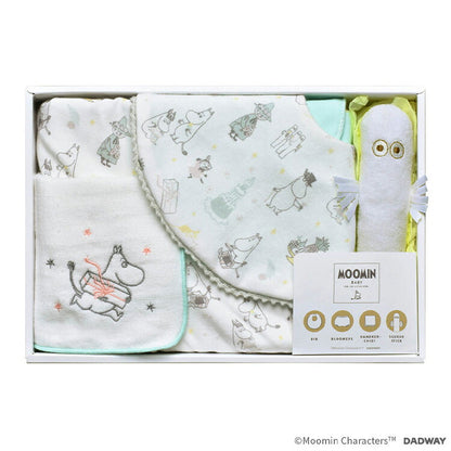 MOOMIN BABY ギフトセット M ニョロニョロ ムーミン ムーミンベビー スタイ ブルマ ガーゼハンカチ にぎにぎスティック 4点セット 出産祝い ギフト プレゼント ベビー用品 赤ちゃん かわいい