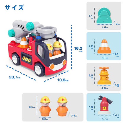 Hola Toys オラトイズ 音がいっぱい!自分で走るしょうぼうしゃ ごっこ遊び おもちゃ 消防車ごっこ 車 知育玩具 仕掛けおもちゃ 消防 音遊び 誕生日プレゼント ギフト