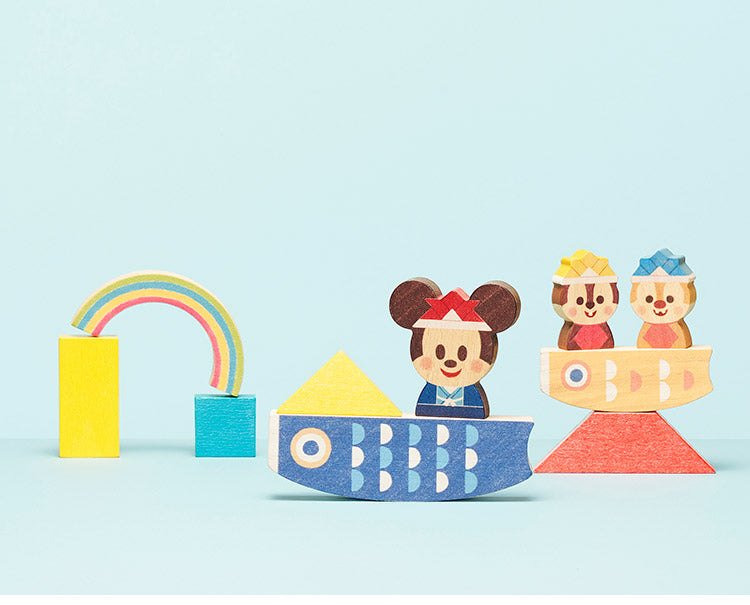 KIDEA 積み木 こいのぼり ディズニー Disney キャラクター つみ木 キャラグッズ 鯉のぼり 子どもの日 室内遊び 子ども ミッキー チップ デール バランスゲーム