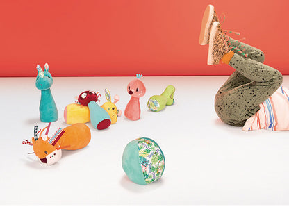 Lilliputiens ジャングルボーリング リリピュション 布製 布のおもちゃ 玩具 ボーリング 室内遊び 室内 ボーリングトイ ボーリング遊び おもちゃ かわいい