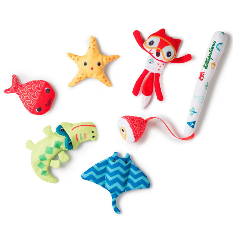 Lilliputiens アリス フィッシングゲーム 釣りゲーム バスタイム お風呂 遊び フィッシングトイ お風呂時間 釣りあそび プール 布製 知育玩具