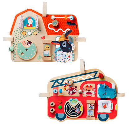 Lilliputiens アクティビティ木製パネル リリピュション 知育玩具 おもちゃ 誕生日プレゼント 仕掛けおもちゃ ハーフバースデー 出産祝い 木製おもちゃ 木