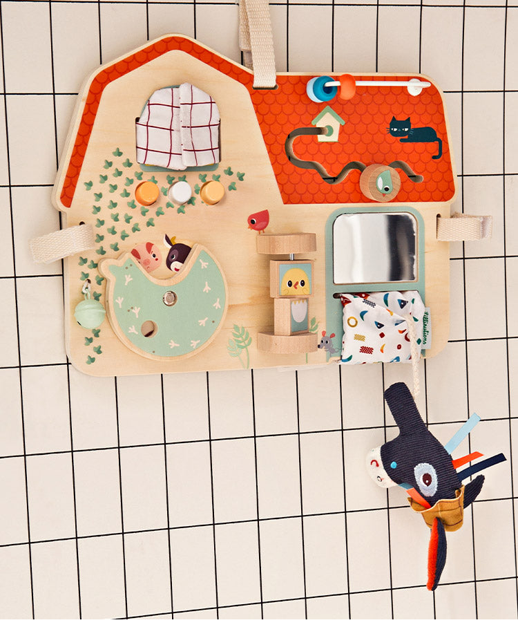 Lilliputiens アクティビティ木製パネル リリピュション 知育玩具 おもちゃ 誕生日プレゼント 仕掛けおもちゃ ハーフバースデー 出産祝い 木製おもちゃ 木