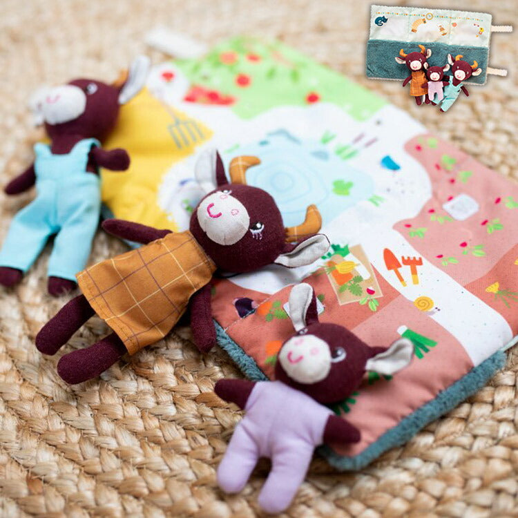 Lilliputiens はじめてのなかよし家族 こうしのロザリー リリピュション ごっこ遊び ぬいぐるみ おもちゃ 誕生日プレゼント 仕掛けおもちゃ ハーフバースデー 出産祝い 布おもちゃ 布製