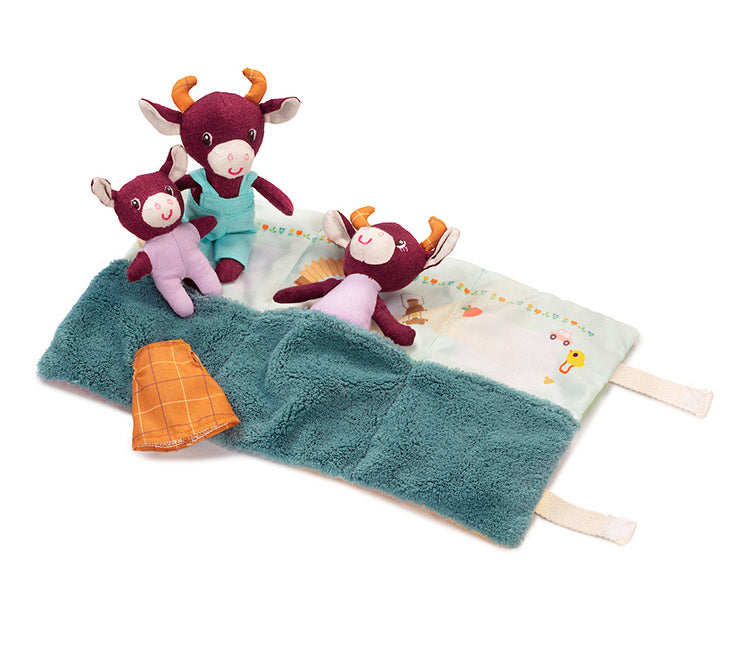 Lilliputiens はじめてのなかよし家族 こうしのロザリー リリピュション ごっこ遊び ぬいぐるみ おもちゃ 誕生日プレゼント 仕掛けおもちゃ ハーフバースデー 出産祝い 布おもちゃ 布製