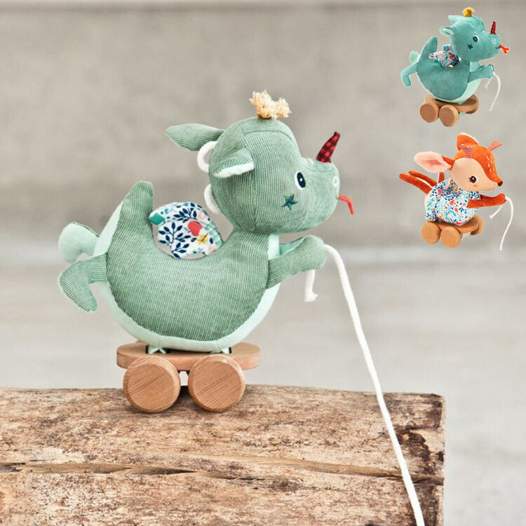 Lilliputiens プルアロングトイ ドラゴンのジョー バンビのステラ リリピュション ごっこ遊び お散歩 ぬいぐるみ おもちゃ 誕生日プレゼント 出産祝い 布おもちゃ 布製 音