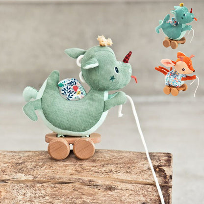 Lilliputiens プルアロングトイ ドラゴンのジョー バンビのステラ リリピュション ごっこ遊び お散歩 ぬいぐるみ おもちゃ 誕生日プレゼント 出産祝い 布おもちゃ 布製 音