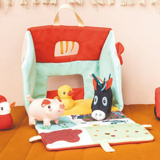 Lilliputiens フィームハウス リリピュション 知育玩具 誕生日プレゼント 出産祝い 布製おもちゃ ごっこ遊び 室内遊び 布おもちゃ 赤ちゃん ぬいぐるみ 農場 動物