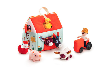 Lilliputiens フィームハウス リリピュション 知育玩具 誕生日プレゼント 出産祝い 布製おもちゃ ごっこ遊び 室内遊び 布おもちゃ 赤ちゃん ぬいぐるみ 農場 動物