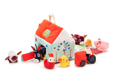 Lilliputiens フィームハウス リリピュション 知育玩具 誕生日プレゼント 出産祝い 布製おもちゃ ごっこ遊び 室内遊び 布おもちゃ 赤ちゃん ぬいぐるみ 農場 動物