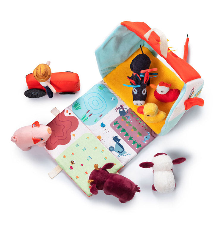 Lilliputiens フィームハウス リリピュション 知育玩具 誕生日プレゼント 出産祝い 布製おもちゃ ごっこ遊び 室内遊び 布おもちゃ 赤ちゃん ぬいぐるみ 農場 動物