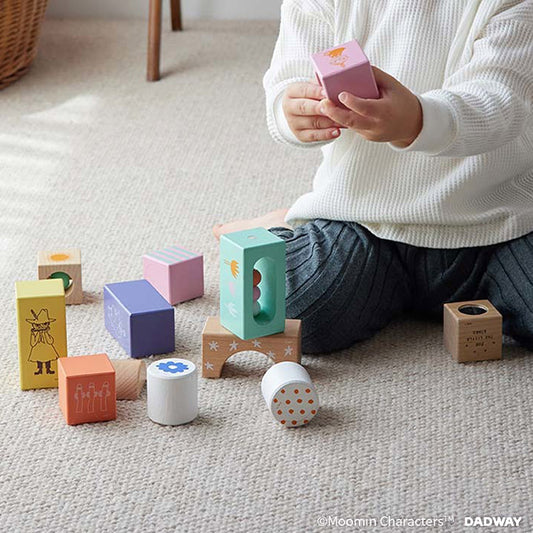 MOOMIN BABY 音あそびつみ木 ムーミン 音遊び 音あそび ラトル かわいい カラフル 積木 積み木 つみ木 室内あそび 積み木あそび 木製 出産祝い ギフト プレゼント