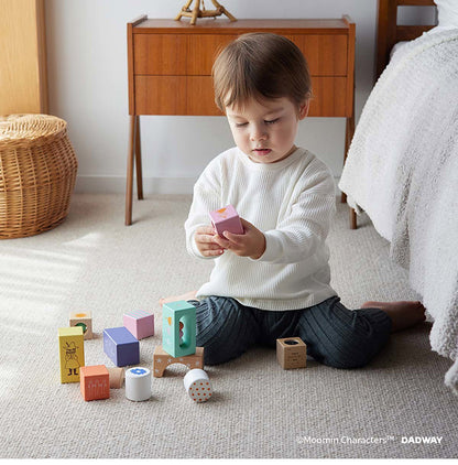 MOOMIN BABY 音あそびつみ木 ムーミン 音遊び 音あそび ラトル かわいい カラフル 積木 積み木 つみ木 室内あそび 積み木あそび 木製 出産祝い ギフト プレゼント