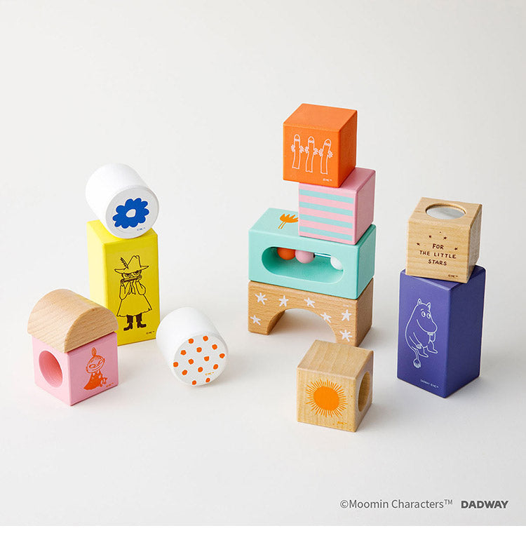 MOOMIN BABY 音あそびつみ木 ムーミン 音遊び 音あそび ラトル かわいい カラフル 積木 積み木 つみ木 室内あそび 積み木あそび 木製 出産祝い ギフト プレゼント