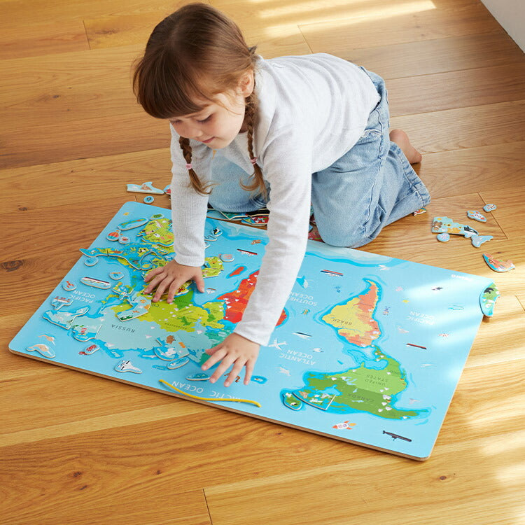 マグネットワールドパズル 世界地図 玩具 知育玩具 世界 壁掛け インテリア 子ども部屋 子ども 入園 知育 プレゼント ギフト