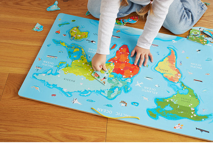 マグネットワールドパズル 世界地図 玩具 知育玩具 世界 壁掛け インテリア 子ども部屋 子ども 入園 知育 プレゼント ギフト