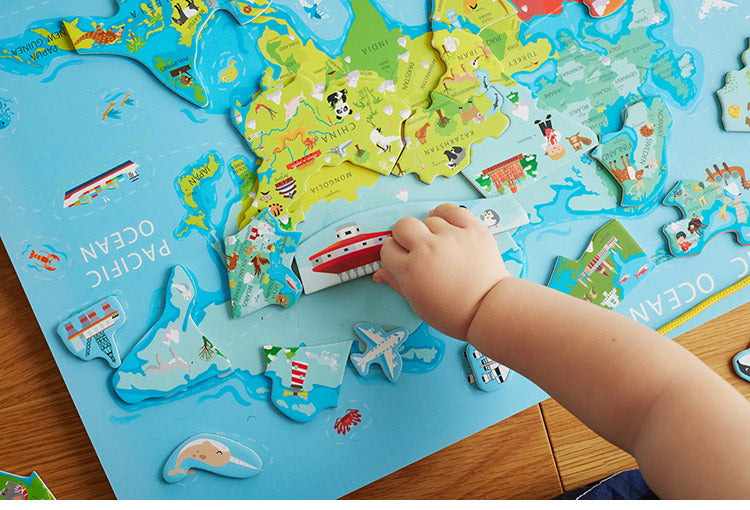 マグネットワールドパズル 世界地図 玩具 知育玩具 世界 壁掛け インテリア 子ども部屋 子ども 入園 知育 プレゼント ギフト
