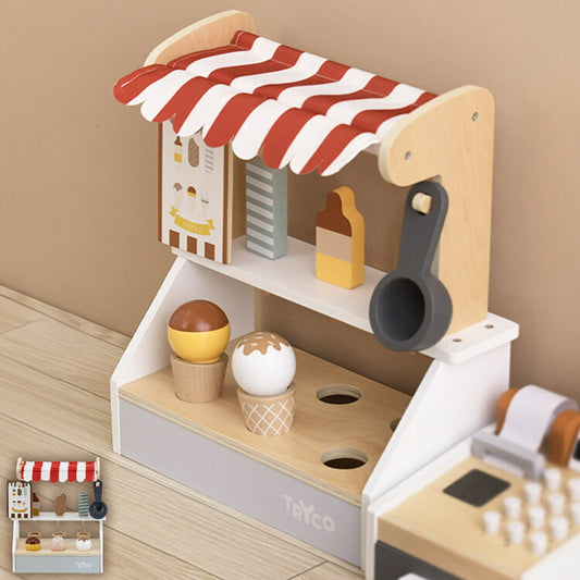 TRYCO アイスクリームショップ トライコ ごっこ遊び お店屋さんごっこ 木製おもちゃ 木製玩具 知育玩具 かわいい 出産祝い 誕生日プレゼント ギフト おままごと 木のおもちゃ