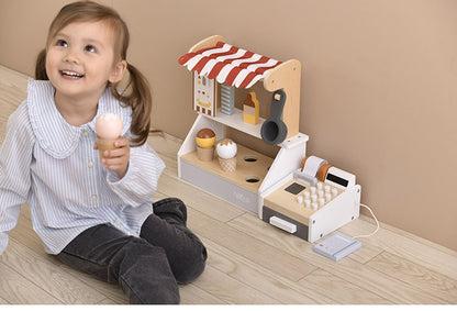 TRYCO アイスクリームショップ トライコ ごっこ遊び お店屋さんごっこ 木製おもちゃ 木製玩具 知育玩具 かわいい 出産祝い 誕生日プレゼント ギフト おままごと 木のおもちゃ