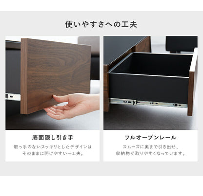 センターテーブル 日本製 桐材使用 木製 100×100cm 正方形 ガラス天板 引出し おしゃれ シンプル 国産 完成品 大川家具 ローテーブル テーブル 収納 ブラックガラス (代引不可)