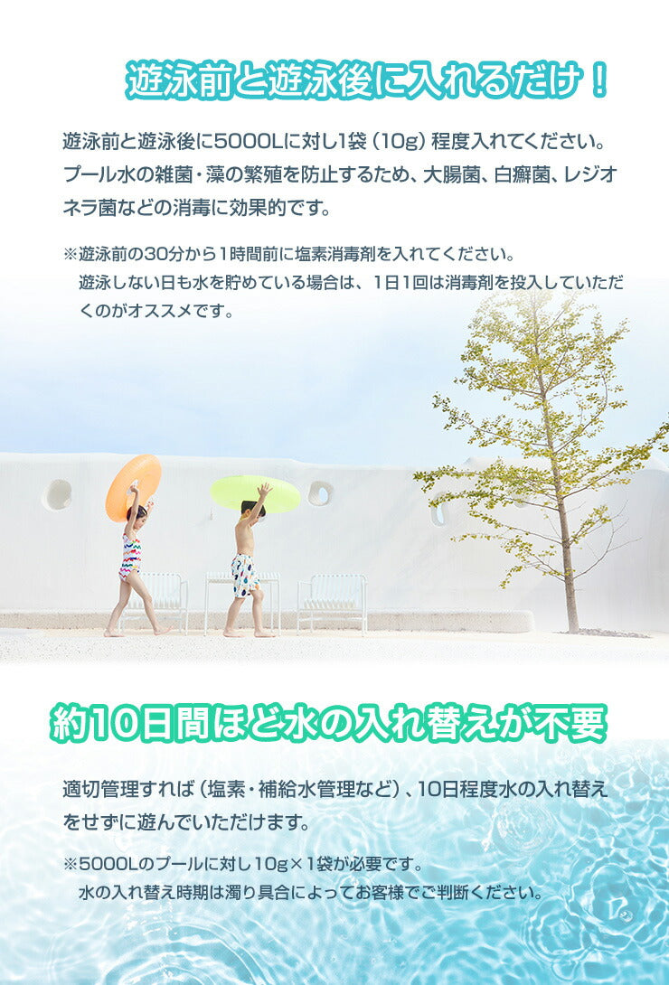 プール塩素消毒剤【顆粒】10g×10袋入り ビニールプール 家庭用プール 大型プール 除菌 除菌剤 小分け 塩素 プール(代引不可)【メール便】