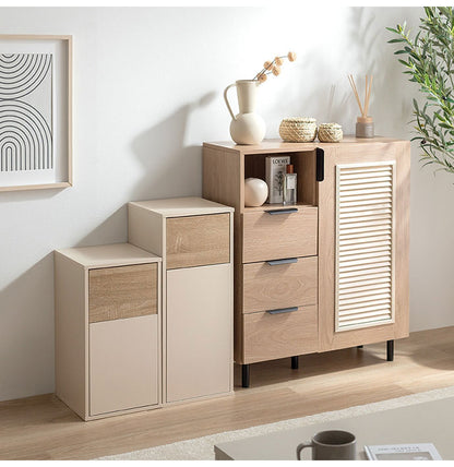 Konpu コンプ ゴミ箱15L 北欧 ナチュラル 木目 スリム幅 組立品 隙間設置 スイング式 マグネット式前扉 袋の取替え簡単 キッチン ダイニング リビング デスク 15Lゴミ箱 広い捨て口 スイング式扉(代引不可)