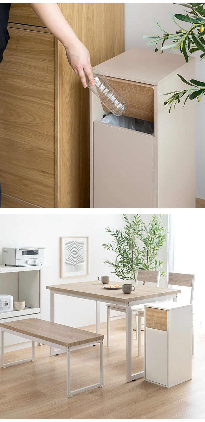 Konpu コンプ ゴミ箱15L 北欧 ナチュラル 木目 スリム幅 組立品 隙間設置 スイング式 マグネット式前扉 袋の取替え簡単 キッチン ダイニング リビング デスク 15Lゴミ箱 広い捨て口 スイング式扉(代引不可)