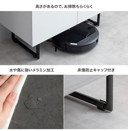 Anq アンク キャビネット 石目柄 可動棚 組立品 鏡面扉 幅70cm スリム 2WAY ハイタイプ ロータイプ コード穴付き 奥行35cm 高さ80cm リビング ダイニング ベット デスク 上品 重厚感(代引不可)