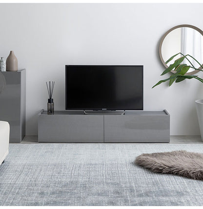 Anq アンク テレビ台 石目柄 鏡面扉 幅120cm 耐荷重20kg スリム 大容量収納 2WAY ハイタイプ ロータイプ 脚部取り外し可能 コード穴付き フラット蝶番 モダン 上品 重厚感(代引不可)