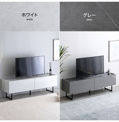 Anq アンク テレビ台 石目柄 鏡面扉 幅120cm 耐荷重20kg スリム 大容量収納 2WAY ハイタイプ ロータイプ 脚部取り外し可能 コード穴付き フラット蝶番 モダン 上品 重厚感(代引不可)