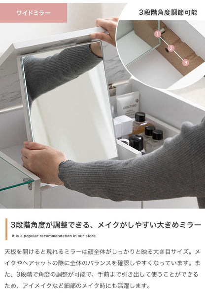 Camila カミラ ドレッサーテーブル 1台2役 大理石柄 引き出し付き 組立品 ガラス鏡 オープン収納 ガラス天板 ゴールド 一人暮らし ワンルーム 幅86cm 奥行40cm 高さ37.7cm ドレッサー メイク収納(代引不可)