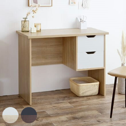 パソコンデスク 幅100cm 引き出し付き ワークデスク PCデスク 机 作業机 学習机 勉強机 書斎机 大容量 収納 ツートン 木製 ナチュラル かわいい 可愛い 韓国インテリア おしゃれ(代引不可)