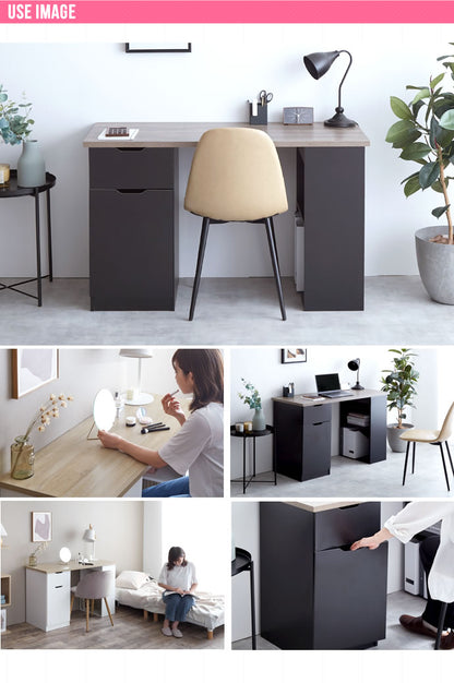 収納付きデスク 幅120cm 大容量収納 広々天板スペース A4サイズ 書類 本棚 書棚 シェルフ 引き出し ラック ツートン 木製 ナチュラル かわいい 可愛い 韓国インテリア おしゃれ(代引不可)