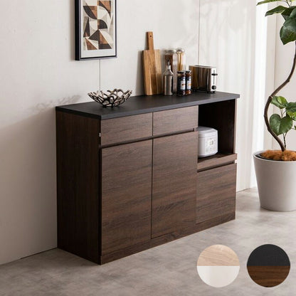 キッチンカウンター 幅120cm キッチン収納 レンジ台 レンジラック 食器棚 木製 フルスライドトレー ノイズレス ツートン シンプル カントリー ヴィンテージ おしゃれ(代引不可)