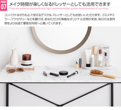 デスク パソコンデスク 幅90cm 大理石調 韓国 インテリア 机 海外風 おしゃれ ドレッサー 大理石柄 韓国風 オシャレ ワークデスク PCデスク 作業机 オフィスデスク 化粧台 作業台 大理石風 スチール(代引不可)