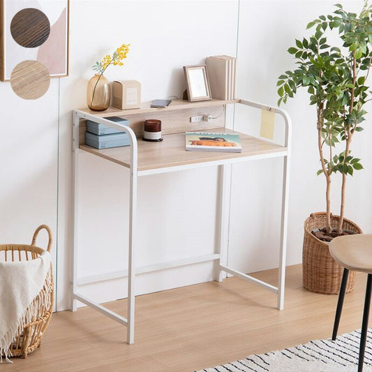 棚付きデスク 幅80cm ワークデスク 2口コンセント スチール脚 パソコンデスク 机 作業机 学習机 勉強机 書斎机 棚付き リモートワーク 在宅勤務 テレワーク(代引不可)