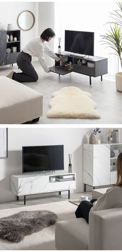 Ellis エリス 大理石柄テレビ台 幅100cm コード穴付き 組立品 オープン収納 扉収納 ソフトダウンステー仕様 上品 スタイリッシュ コンパクト リビング ワンルーム お手入れ簡単 大理石柄(代引不可)