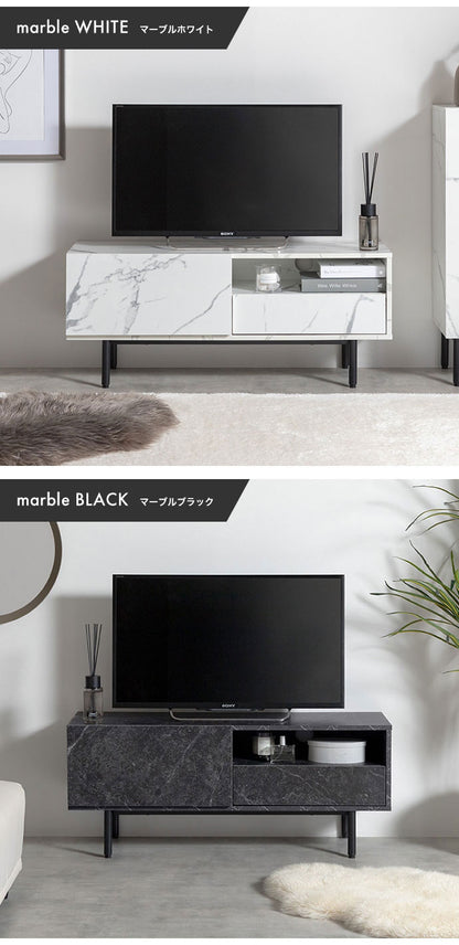 Ellis エリス 大理石柄テレビ台 幅100cm コード穴付き 組立品 オープン収納 扉収納 ソフトダウンステー仕様 上品 スタイリッシュ コンパクト リビング ワンルーム お手入れ簡単 大理石柄(代引不可)