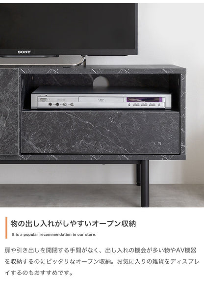 Ellis エリス 大理石柄テレビ台 幅100cm コード穴付き 組立品 オープン収納 扉収納 ソフトダウンステー仕様 上品 スタイリッシュ コンパクト リビング ワンルーム お手入れ簡単 大理石柄(代引不可)