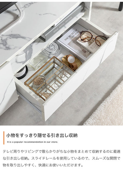 Ellis エリス 大理石柄テレビ台 幅100cm コード穴付き 組立品 オープン収納 扉収納 ソフトダウンステー仕様 上品 スタイリッシュ コンパクト リビング ワンルーム お手入れ簡単 大理石柄(代引不可)