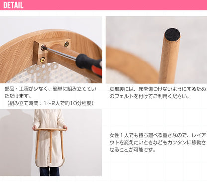 ラタンサイドテーブル 幅45cm 天然籐×天然木 かごめ編み ラタン オーク材 ナイトテーブル 木製 ナチュラル 韓国インテリア かわいい 可愛い おしゃれ 籐家具 ラタン家具(代引不可)