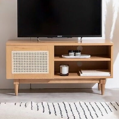ラタンテレビボード 幅90cm 天然籐×木目調 かごめ編み ラタン TVボード テレビ台 TV台 ローボード 木製 ナチュラル 韓国インテリア かわいい 可愛い おしゃれ 籐家具 ラタン家具(代引不可)