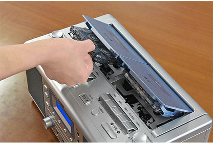 カラオケ CD ダブルカセット KCR-207S ラジカセ CDラジカセ マイク2本付属 高速ダビング CDプレーヤー CDダブルカセット AM FMラジオ 外部音声入出力 カセットプレーヤー カセット