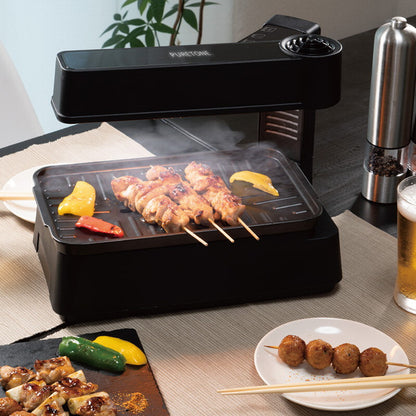 デジタルディスプレイコンパクト無煙調理器 HTG-377 ホットプレート プレート 無煙調理器 タイマー付き 油カット ヘルシー調理 シーズヒーター 加熱調理 卓上 テフロン 焼き肉